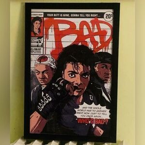 Custom Framed Vintage 1987 Michael Jackson’s “Bad” Music Video Comic Wall Art